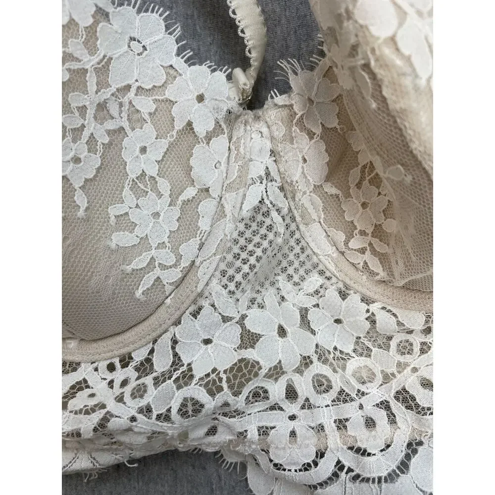 Victoria's Secret Bra Womens 34D Boho Floral Embroidery Dream Angels Lined Demi - Picture 3 of 6